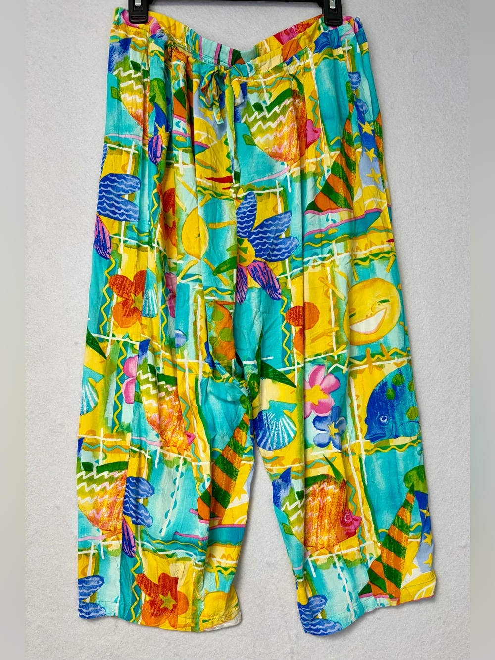 Vintage Jams World Rayon Tropical Art Print Lounge Pants  Made in the USA 
Large